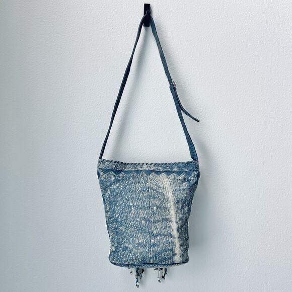 Vintage 90s Leather Fringe Shoulder Bag by VIVA Bags of California Boho Western - Picture 6 of 16